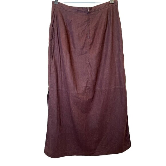 Giorgio Fiorlini Y2k Maxi Skirt Women's Size 14 Brown Linen Blend Boho 90's‎ - Picture 2 of 11